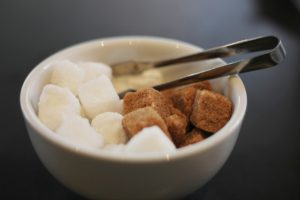 Sugar lumps in bowl